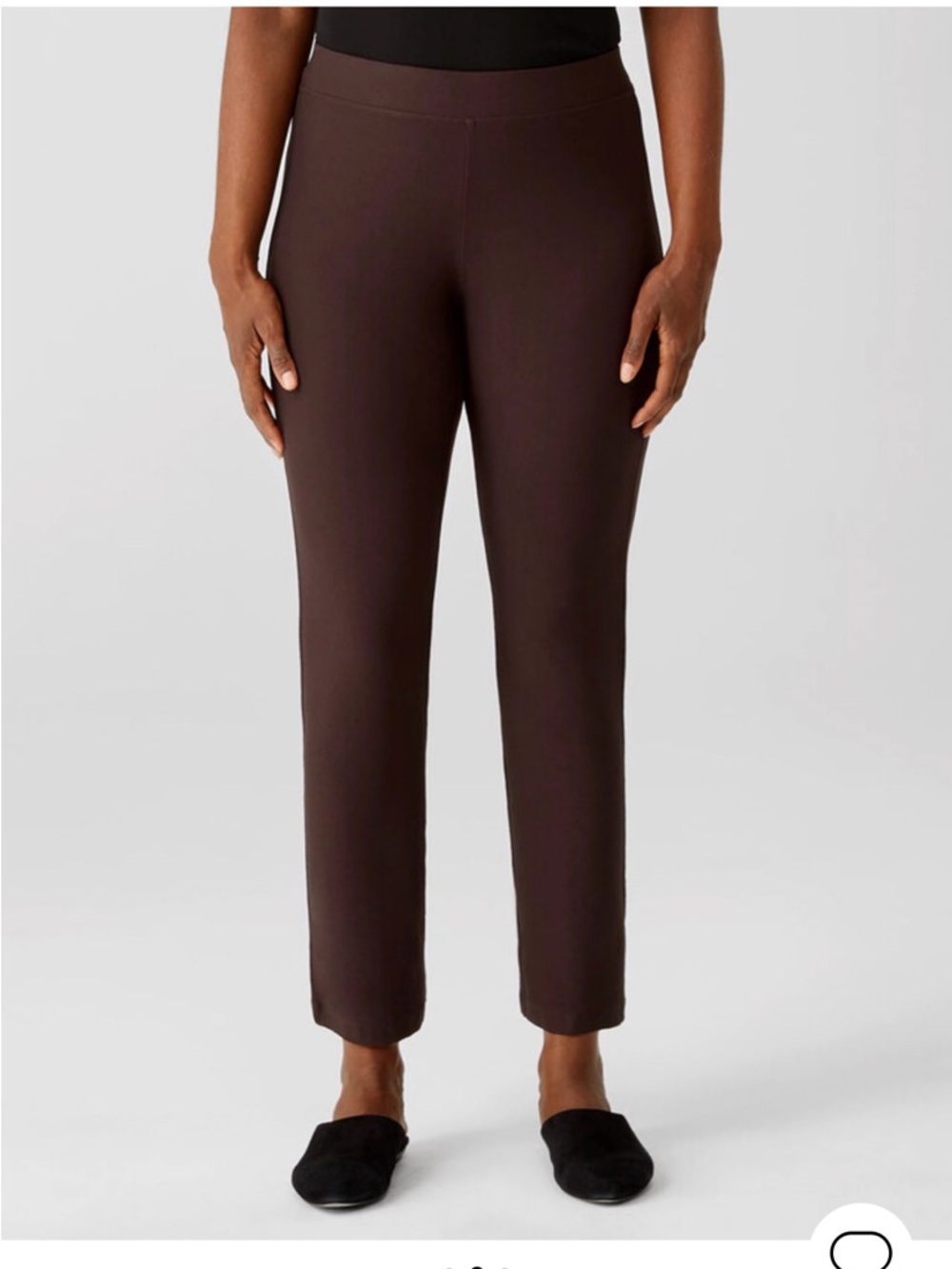 Eileen Fisher Washable Stretch Crepe Slim Pull Ankle Pant XL Brown Minimalist